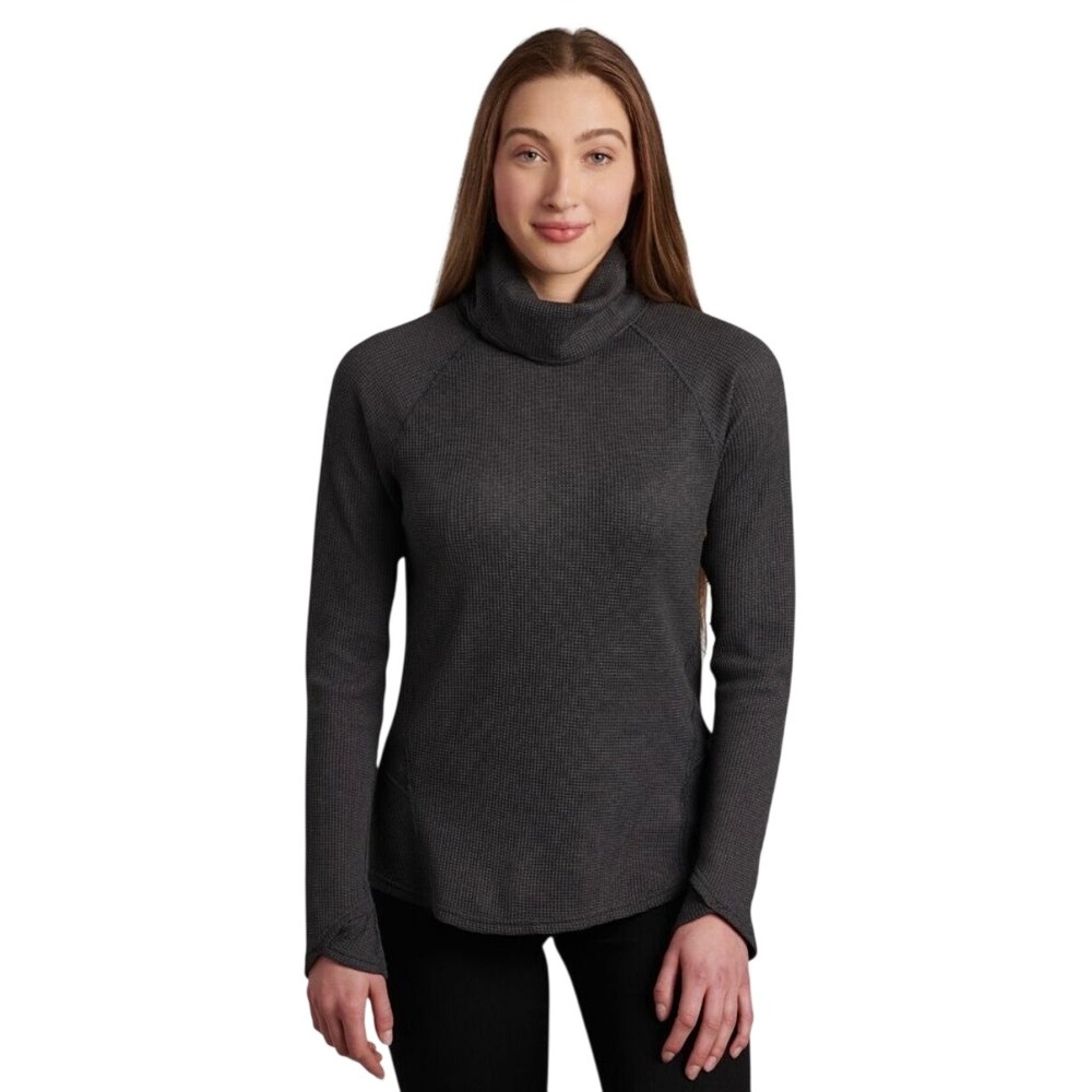 KUHL Petra Turtleneck Charcoal‎ Gray Waffle Knit Pullover Women's Medium
